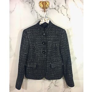 LAFAYETTE 148 Tweed Wool Stand Up Collar Blazer